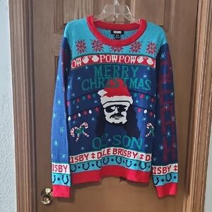 Dale BRISBY Ugly Merry Christmas Sweater - Blue and Red Sz Xl